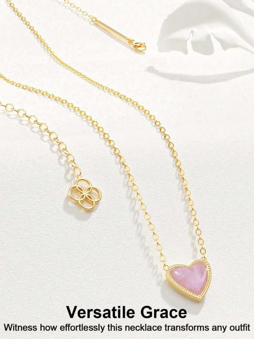 Dainty 18K Gold Plated Heart Pendant Necklace for Women, Adjustable Length